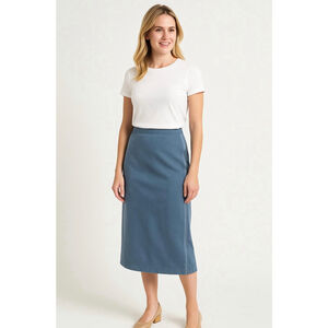 Womens NORTONMCNAUGHTON PETITES Blue Midi Skirt 14P Office Professional Corpgore